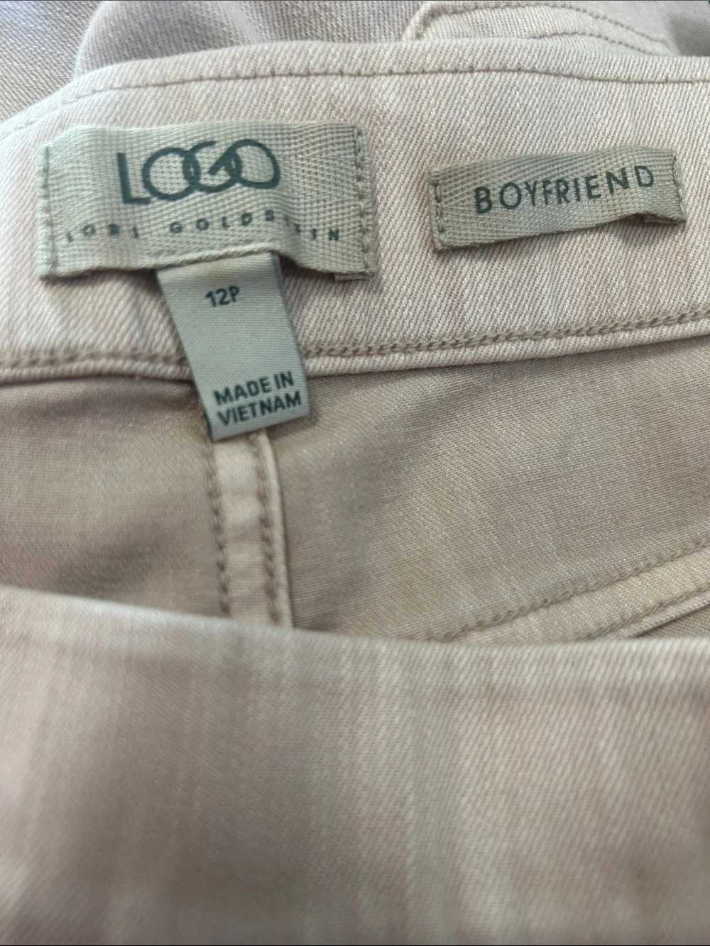 NWOT LOGO by Lori Goldstein Pull-On Boyfriend Crop Pants Comfort Waistband 12P